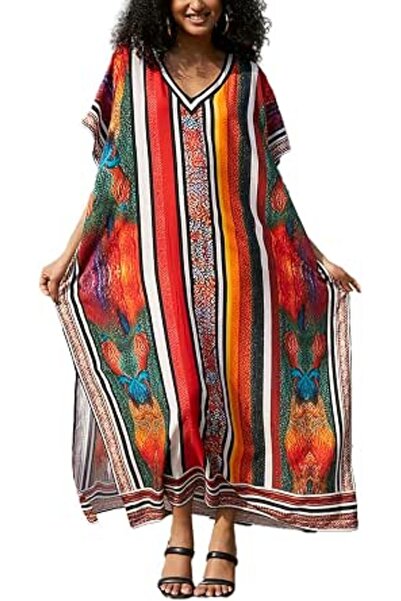 GENERAL Women's Summer Long Beach Dress Kimono Maxi Kaftan Cover ups