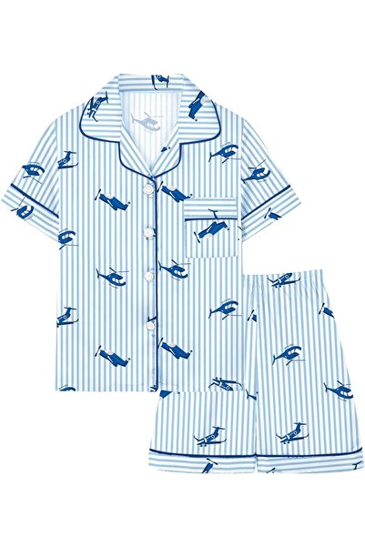 GENERAL Schbbbta Girls Boys Satin Pajamas Set, 2Piece Silk Nightwear Button-D...