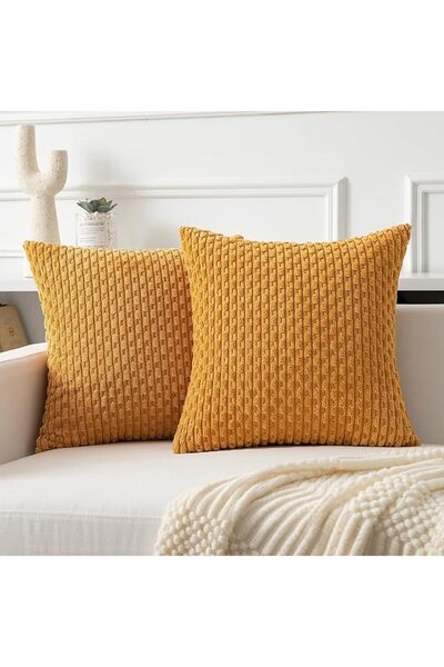 K KEVIN TEXTILE 2 Packs Decorative Throw Pillow Covers 18x18 Inch for Living ...