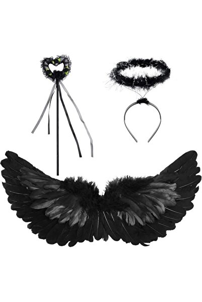 NALACAL Angel Wings and Halo Magic Wand Feather Wing Halloween Party Costume ...
