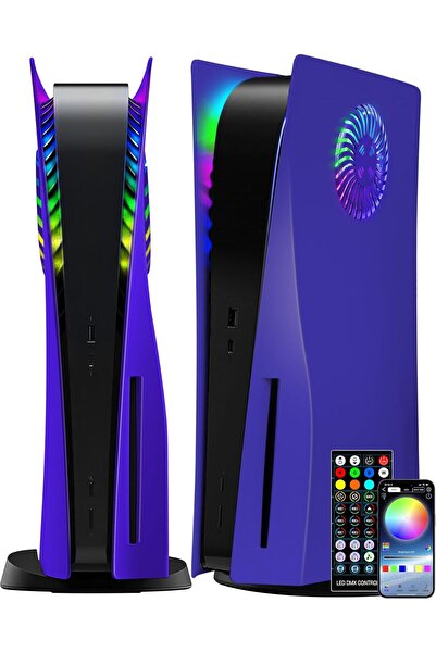 Arabest غطاء خارجي لجهاز PS5 إصدار الأقراص، شريط إضاءة LED RGB، مصنوع من مادة...