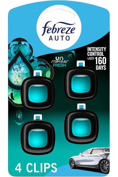 Febreze Unstopables Car Odor-Fighting Car Freshener Vent Clip Fresh Scent.07 ...