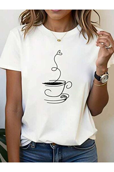 23ERVA Summer Outfit Women, Cup Design Funny Vintage T-Shirt, Loose And Breat...