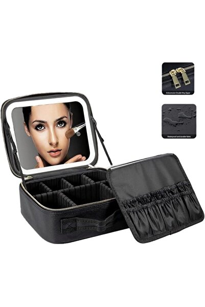 onecircle makeup bag with LED lighted mirror,Adjustable Brightness LED Cosmet...