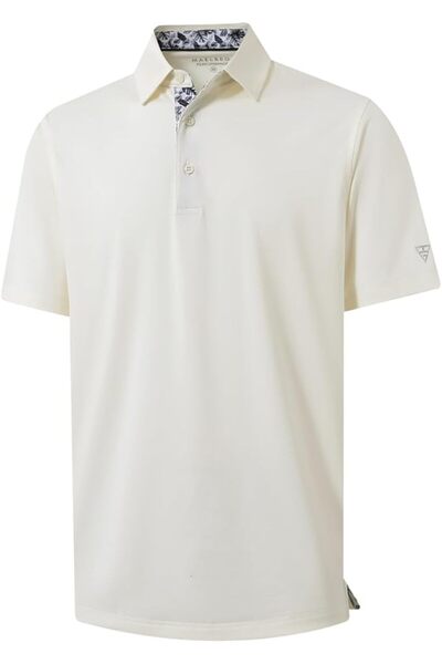 M MAELREG Men's Golf Polo Shirts Short Sleeve Striped Performance Moisture Wi...