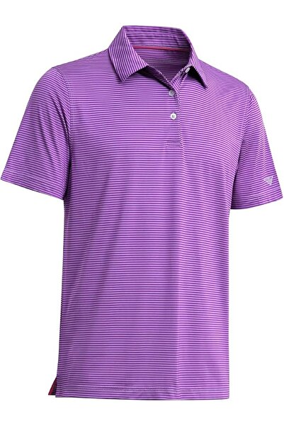 M MAELREG Men's Golf Polo Shirts Short Sleeve Striped Performance Moisture Wi...