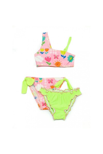 TORTUE Παιδικό Μπικίνι Ουράνιο Τόξο 2-slip S3-203-210-Ροζ/Λάιμ