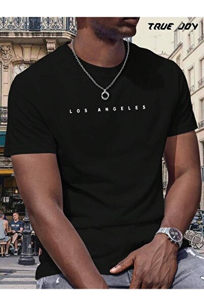 4Car Men's Los Angeles Graphic T-Shirt Dark Gray With White Print Quick-Dry B...