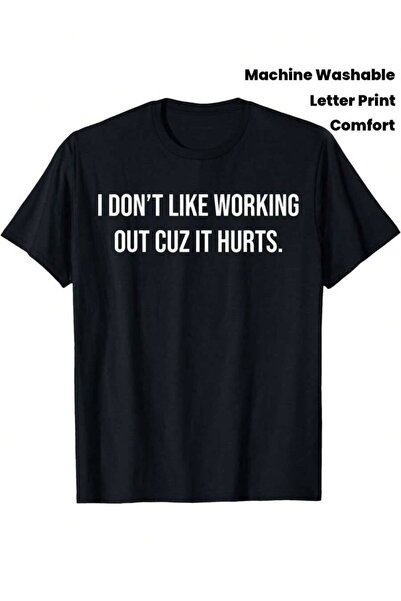 4Car تي شيرت رجالي بطبعة 'I Don't Like Working Out Cuz It Hurts' - قطن 100%، ...