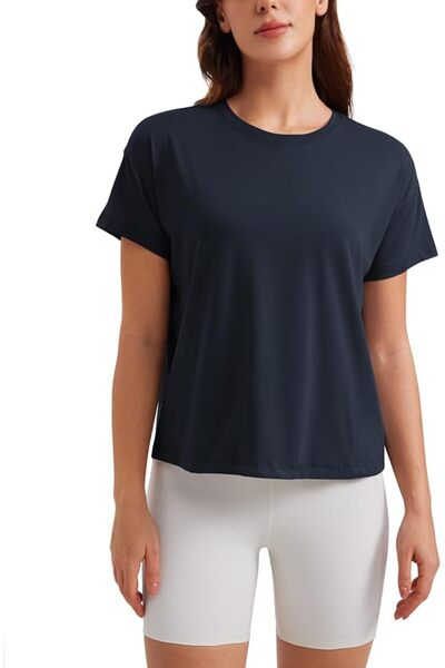 CRZ YOGA Pima Cotton Short Sleeve Workout Tops for Women Loose Basic T-Shirts...