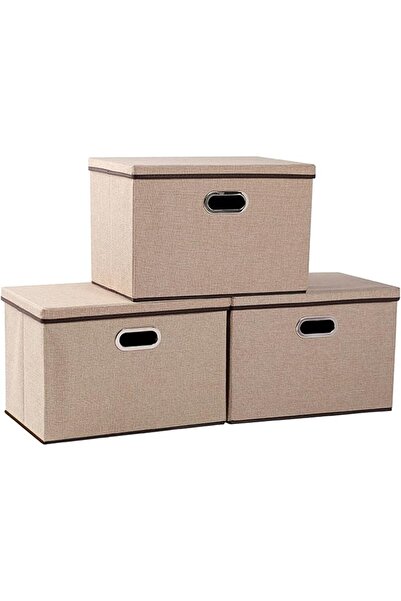 GENERAL 3 Pcs Collapsible Storage Boxes with Lids, Fabric Foldable Storage Bi...