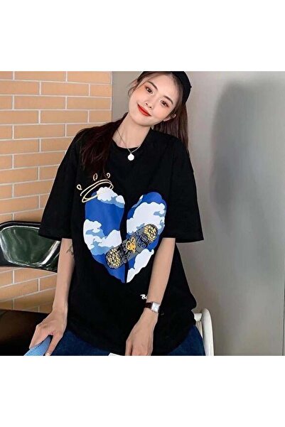DEEFWEAR Mi̇ngalondon Aid for Sensitive Heart Black Unisex Oversize T-Shirt