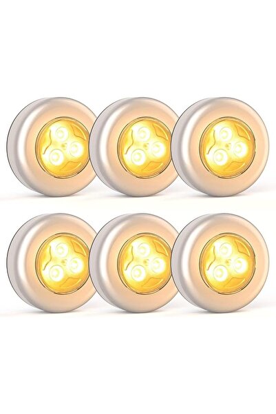AZONEE Mini Touch Light, 6 Pack Wireless Under Cabinet Lights Round Tap Push ...