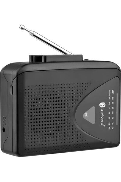 EACAM مشغل كاسيت محمول - راديو AM/FM عتيق الطراز مع مكبر صوت ومنفذ ستيريو 3.5...