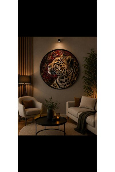 Genel Markalar MODERN YUVARLAK LEOPAR TABLO 80 CM