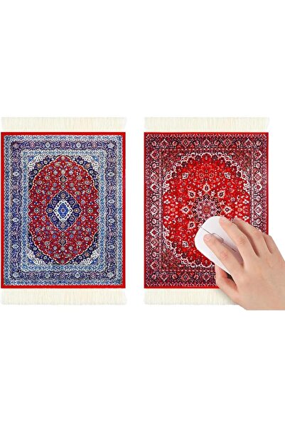 ANGJU قطعتان من وسادة الماوس الصغيرة بتصميم السجاد العتيق وقواعد الأكواب الشر...