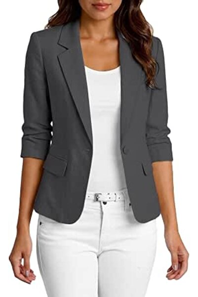 Minar Mina Self 2026 Women's Summer 3/4 Sleeve Linen Blazer - Lightweight Bre...