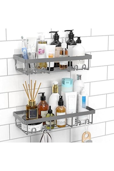 Moforoco Gold 5 Pack Shower Caddy Shelf Organizers Rack, Self Adhesive Black ...