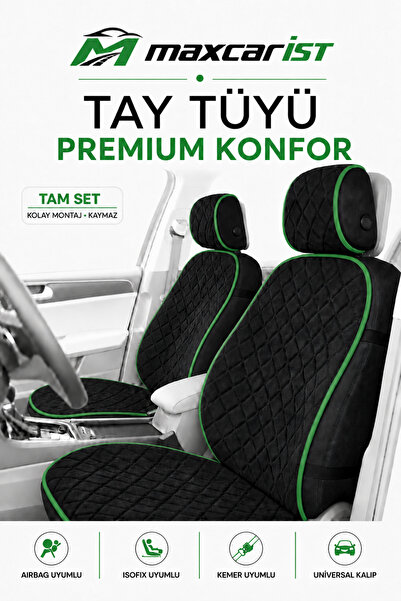 maxcarİST Premium Elegance Tay Tüyü Oto Koltuk Minderi Tam Set – Terletmeyen,...
