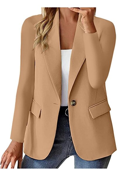 GENERAL Suit Jackets for Women Open Front Long Sleeve Formal Lapel Button Dow...
