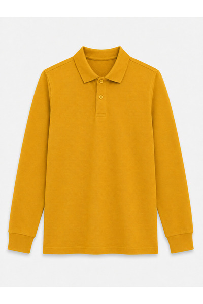 ROZELT Mustard Long Sleeve Polo Collar Lakos School T-Shirt R.O.Z.K.U.U.Lt.E....