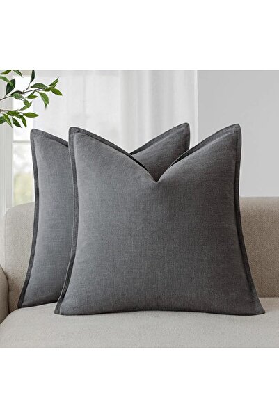 Foindtower Pack of 2, Decorative Linen Soild Throw Pillow Covers Soft Accent ...