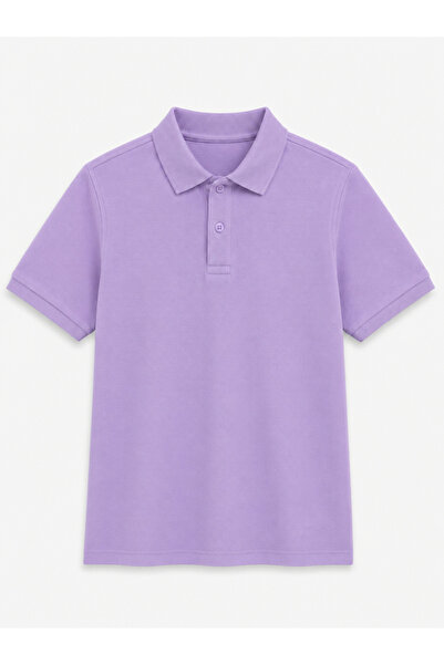 ROZELT Lilac Short Sleeve Polo Collar Lakos School T-Shirt R.O.Z.O.Ku.Lt.E.L.T.