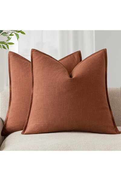 Foindtower Pack of 2, Decorative Linen Soild Throw Pillow Covers Soft Accent ...