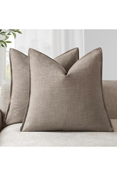 Foindtower Pack of 2, Decorative Linen Soild Throw Pillow Covers Soft Accent ...