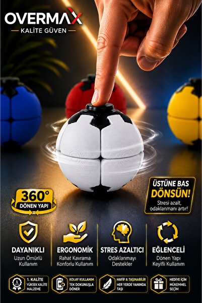 OVERMAX 360° Dönen Stres Topu – Bas Döndür Spinner Ball, Eğlenceli Masaüstü S...