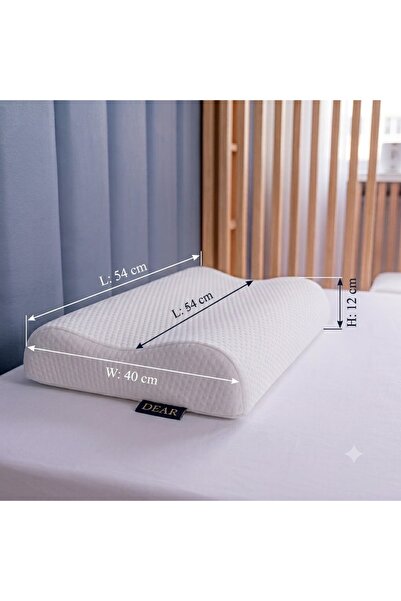 Dear Visco Çift Kavisli Visco Yüksek Yastık Boyun Rahatsızlığı İçin Ortopedik Memory Foam Özellikli Rahat Yastık 54*40*12/9 cm