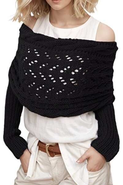 GENERAL Sweater Scarf with Sleeves for Women Multi-Use Knitted Cable Wrap Shr...
