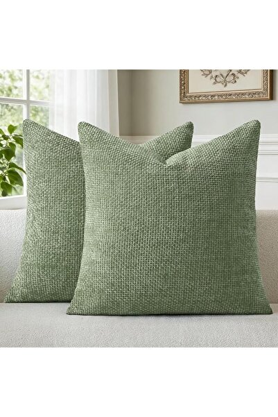 a moment Light Green Chenille Cushion Cover Throw Pillow Covers 45 x 45 CM Pa...