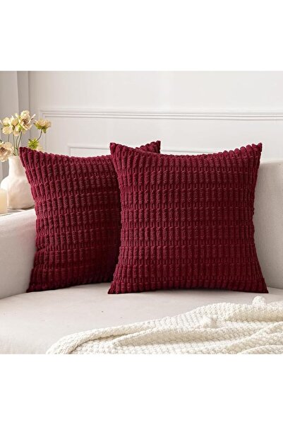 GENERAL Pack of 2 Corduroy Decorative Throw Pillow Covers18x18Inch Soft Boho ...