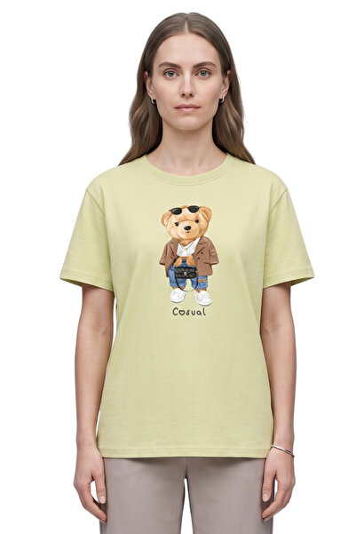 DK DAKSEL Women's Yellow Jacketed Teddy Bear Printed 100% Cotton Comfortable ...