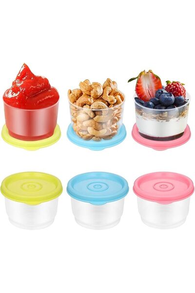 Khazna 6Pcs Small Food Containers with Lids, 160ML Plastic Snack Pots, Airtig...