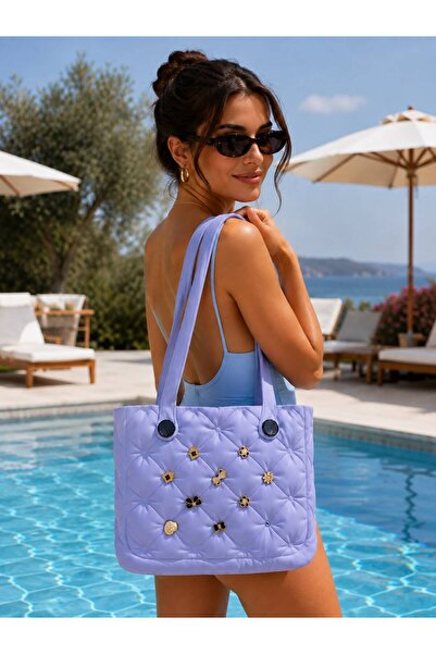 PAPUCUMUN DÜNYASI Women's Quilted Pattern Eva Material Water Resistant Large ...