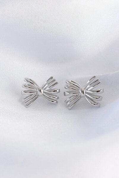 SORA GROUP Brass Silver Color Bow Earrings