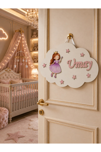 estölye El Yapımı İsme Özel Bulut Peri Model Bebek Kapı süsü, Hastane Süsü, B...