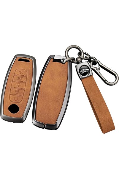 Generic Metal Leather 5 Button Key Fob Cover Fit for Nissan Rogue 2024 2023 P...