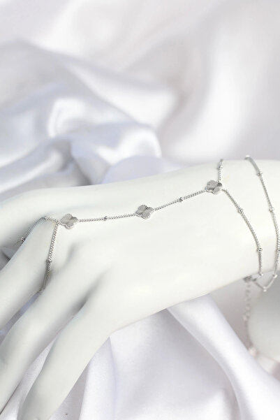 SORA GROUP Brass Silver Color Clover Model Women's Şahmeran