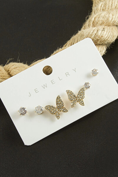 SORA GROUP 6 Pieces Butterfly Zircon Stone Earrings