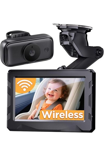 GENERAL Wireless Baby Car Camera & 360° Rotating 4.3'' 1080P Video Car Baby M...