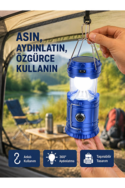 Epilons Güneş Enerjili Katlanabilir Kızaklı Kamp Feneri – Usb Şarjlı, Çok Yönlü Ve Dayanıklı Tasarım