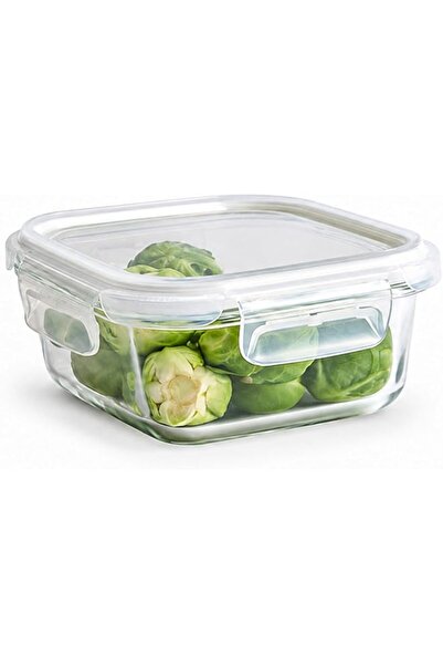 Generic Tempered Glass Square 320ml – Airtight Food Container with 4-Side Loc...