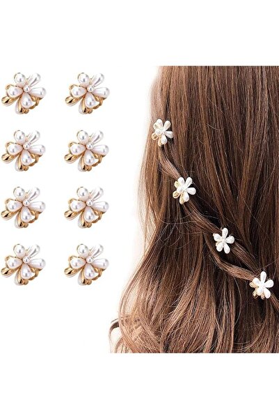 JOYZZZ Small Pearl Hair Claw Clips, 8 Pieces Decorative Hairpins Set, Elegant...