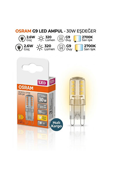 Osram 2.6w = 30w Eşdeğer G9 Duylu 2700k Sarı Işık 320 Lümen Led Ampul