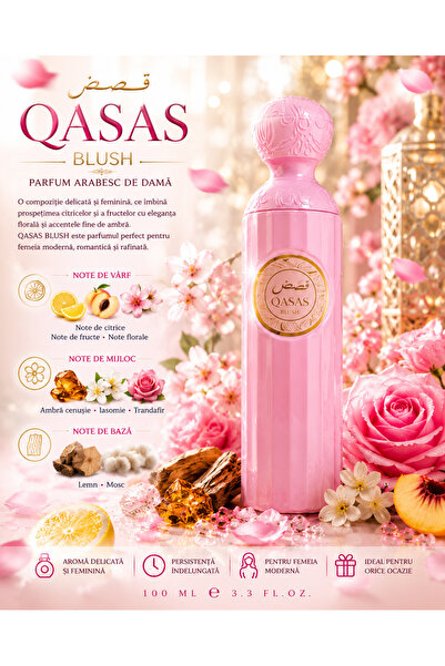 QASAS Parfum Arabesc BLUSH 100 ml pentru Femei, Luxury, Persistent, Citrice, ...