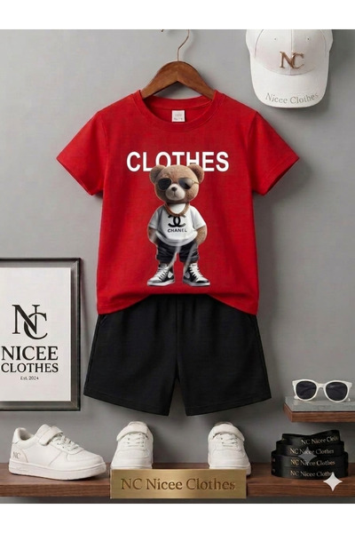 Leto Lykia Summer Children's T-Shirt Shorts Unisex (Clothes with Bear Print)