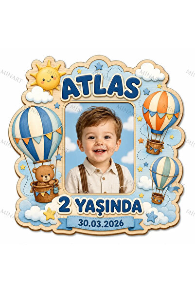 Minart 25 Adet Fotoğraflı Doğum Günü Magneti, Uçan Balonlu Ayıcıklı Temalı Uç...